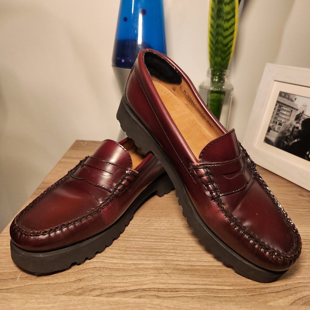 G.H Bass Women's Whitney Lug Sole Weejuns Penny Loafers - Wine
